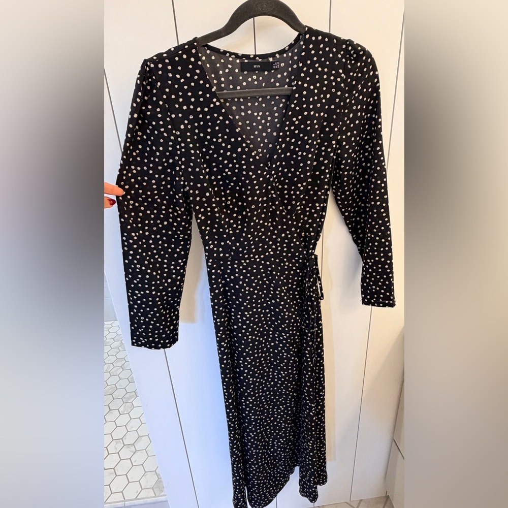 Black and White Polka Dot Wrap Dress